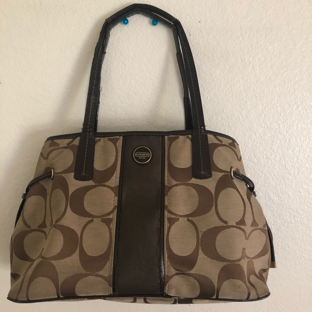 Coach signature monogram shoulder bag purse